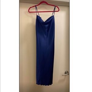 SATIN COWL NECK SLIP MIDI DRESS